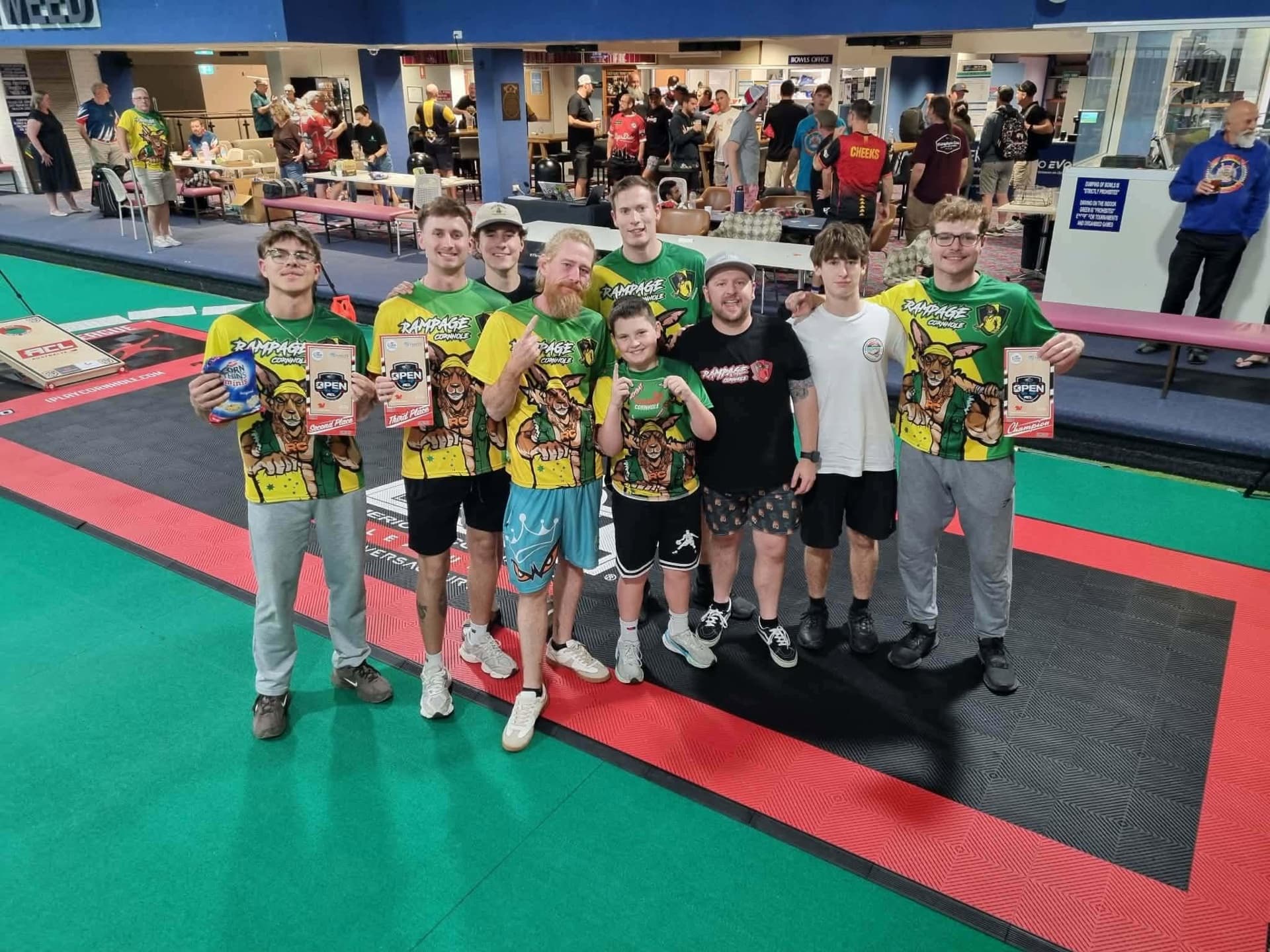 Team Rampage with their placards at the ACL Australia Open